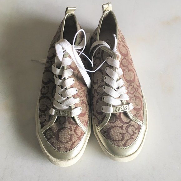 New! Guess Y2K brown & tan canvas signature sneakers (size 8) - Picture 5 of 6
